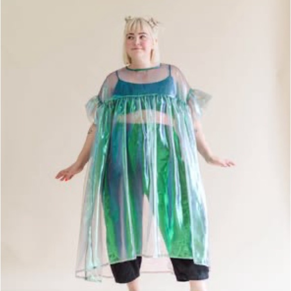 Nettle Studios Mushroom Dress in Electric Lettuce Metallic size OS+ - Picture 4 of 11